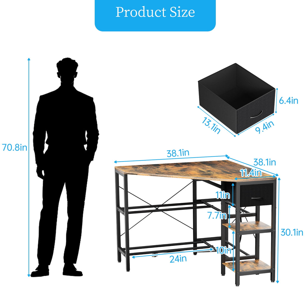 Heavy Duty 3D Printer Stand with Storage Shelf and Drawer, Industrial Rolling Printer Rack for 3D Printer Filament and Tools, Sturdy Metal Frame Printer Table for Home Office Workshop