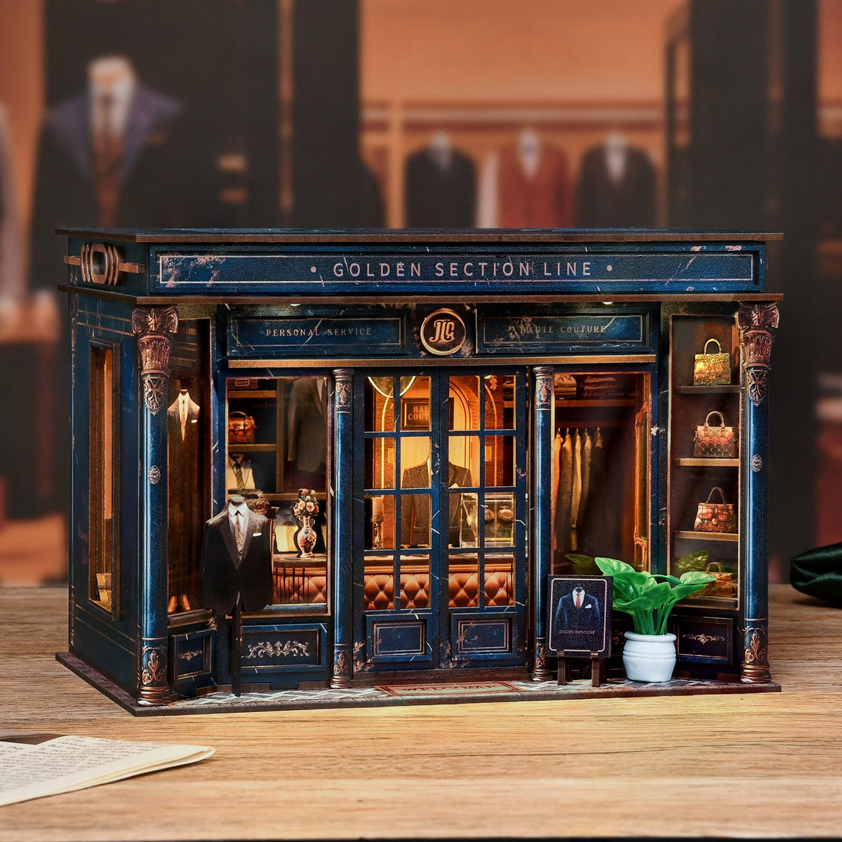 DIY Book Nook Kit with LED Light,Forest Tea Book Club Miniature House Bookshelf Insert Decor, 3D Wooden Puzzle Dollhouse Craft Kit for Adults Teens, Book Lover Gift