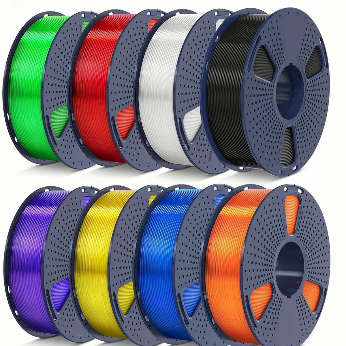 PLA 3D Printer Filament Bundle 8 Spools 250g Each 2kg Total 1.75mm Multicolor Black White Grey Red Blue Orange Green Transparent Individually Vacuum Packed, 3D Printing Filament Refill for 3D Pens