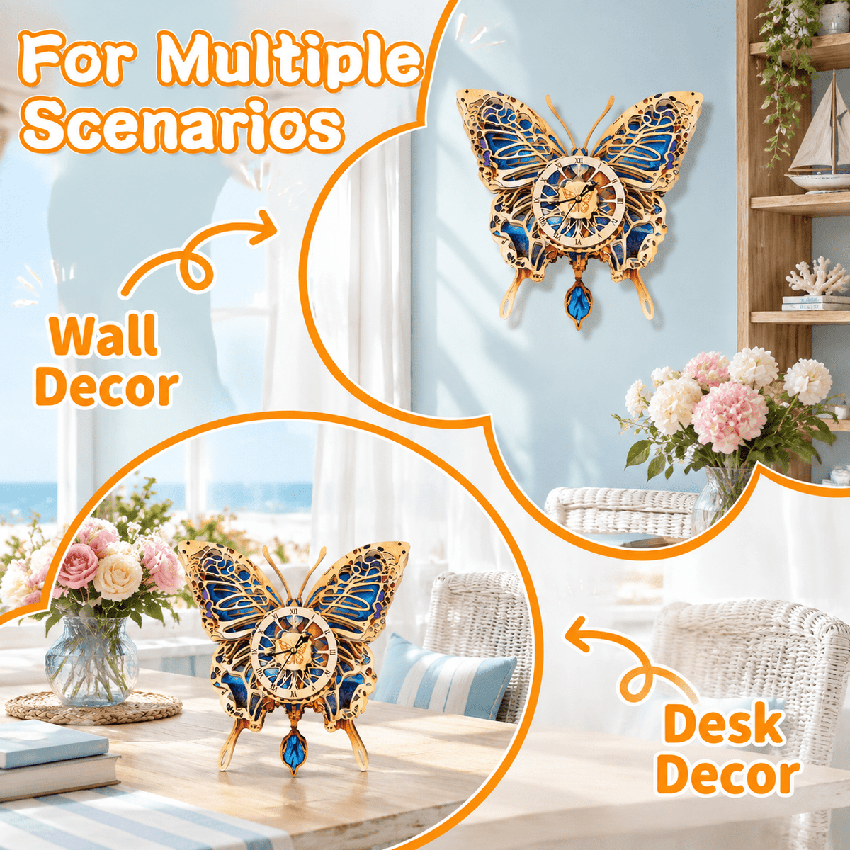 Fire Phoenix Wooden 3D Puzzle Clock DIY Model Kit for Adults