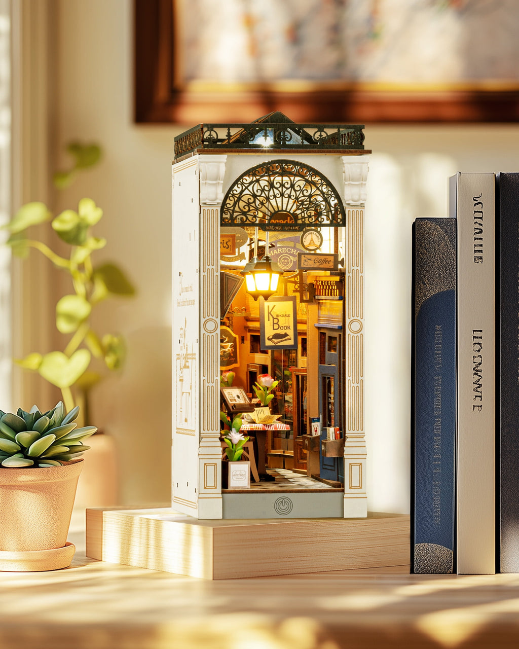Rolife Book Nook 3D Jigsaw Puzzle Wooden Model Building Kit Decorative Bookend Stand DIY Bookshelf Insert Decor Gift for Teen Adults,Arcade Dating