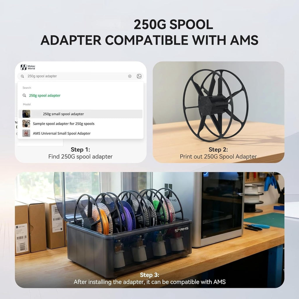 PLA 3D Printer Filament Bundle 8 Spools, 250g Each (2kg Total) 1.75mm Multicolor: Black, White, Grey, Red, Blue, Orange, Green, Transparent, Individually Vacuum Packed