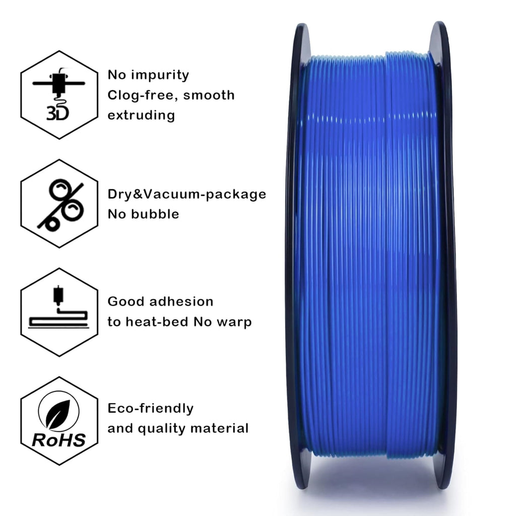 Ziro 3D PLA PRO Filament, 1.75mm 1kg, Metallic Silver