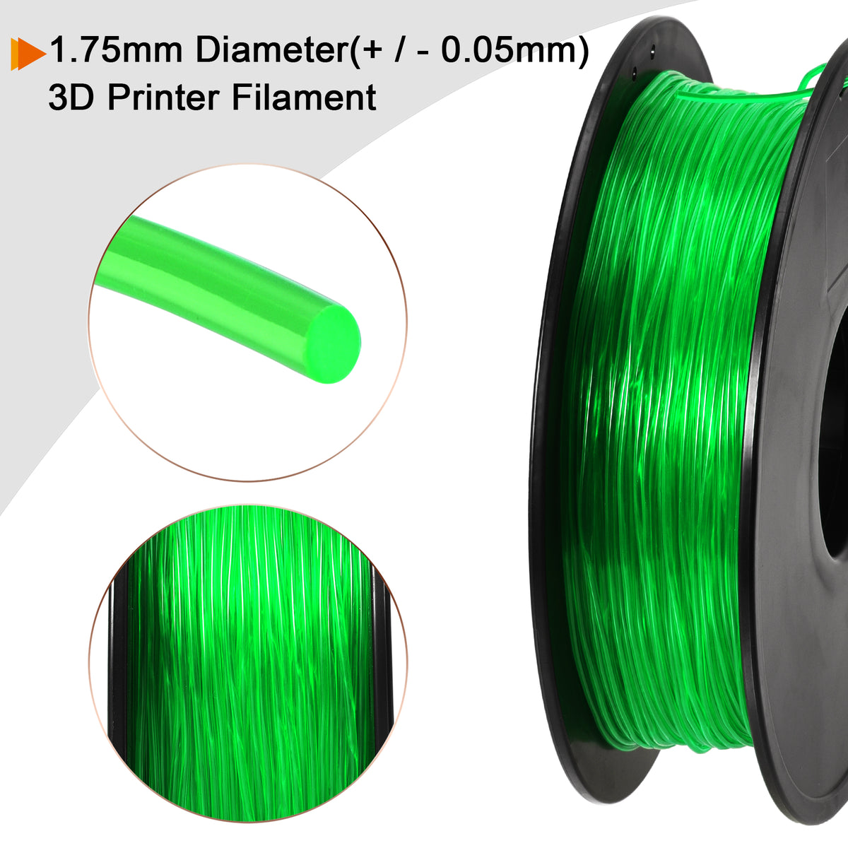 Uxcell 3D Printer Filament 1.75mm TPU Filaments Dimensional Accuracy +/- 0.05mm Green