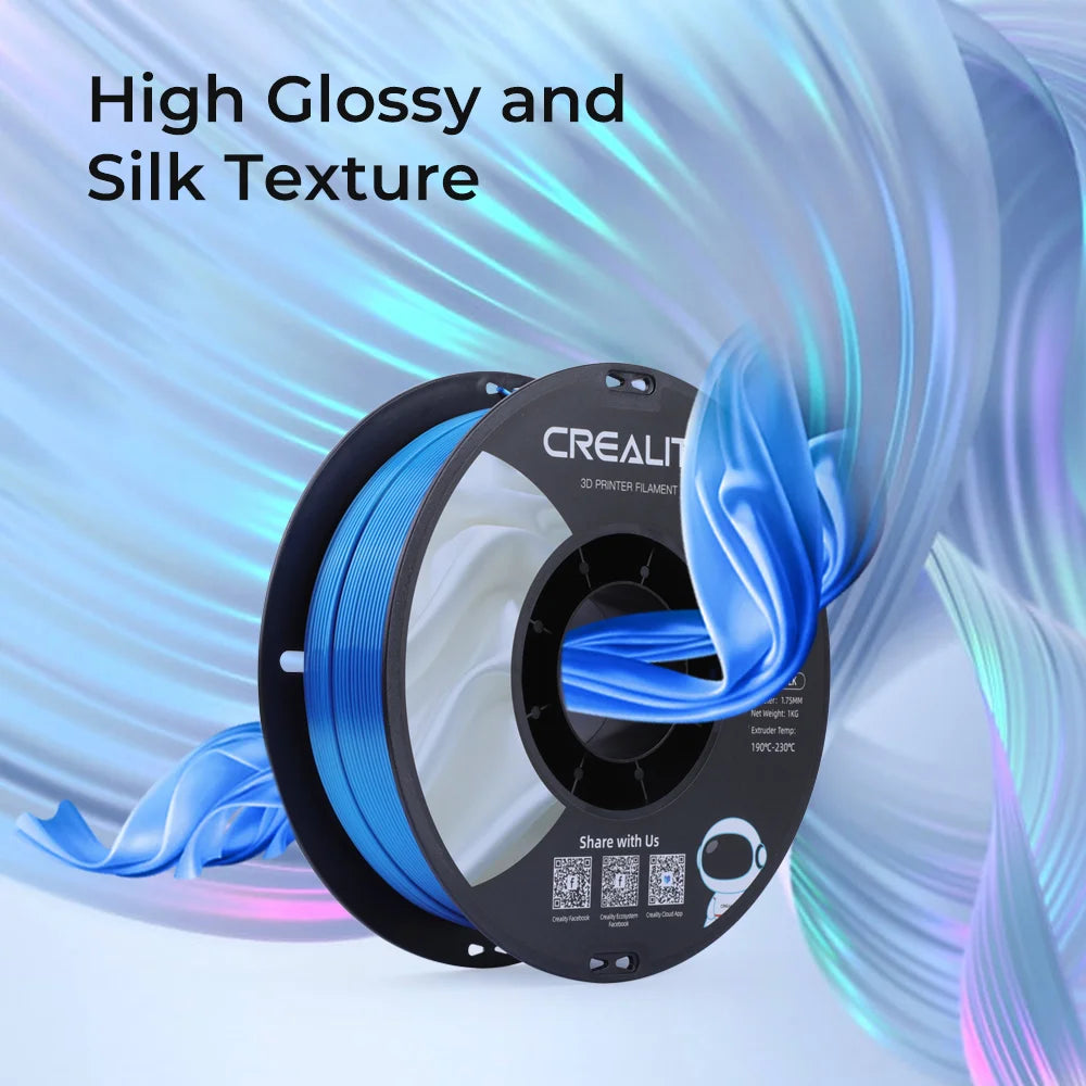12 Pack Creality 1.75mm Silk PLA Filaments Gloss Shiny Silk PLA 12kg, Tangle-free for All 3D Printers-All Colors