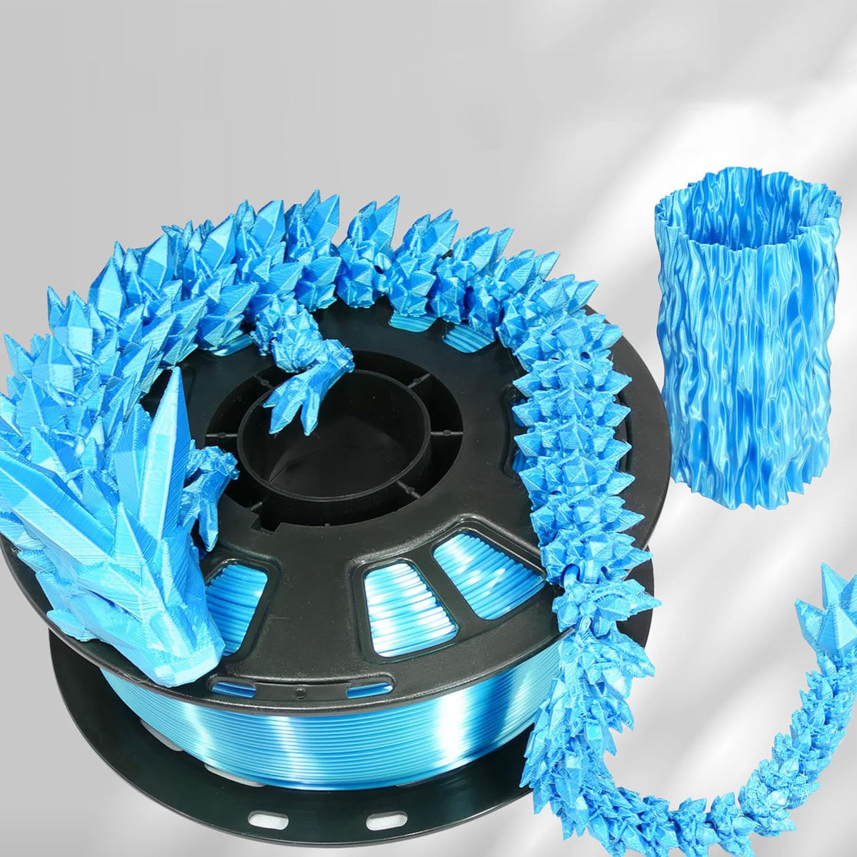 Silk PLA 3D Printing Filament 1.75mm 3D Printing Filament 1KG, Dimensional Accuracy ±0.03mm, Compatible with Most FDM 3D Printers, Blue