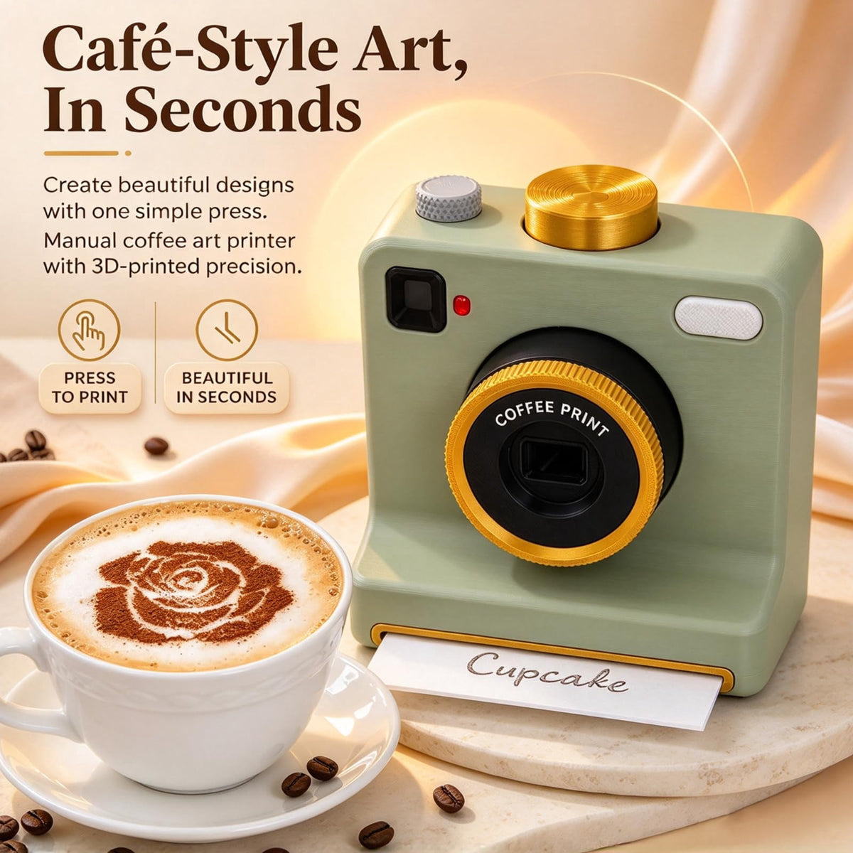 Coffee Printer, 3D Latte Art Coffee Printer Machine, Manual Coffee Stencil Printer with Latte Art Stencils for Cocoa and Hot Chocolate