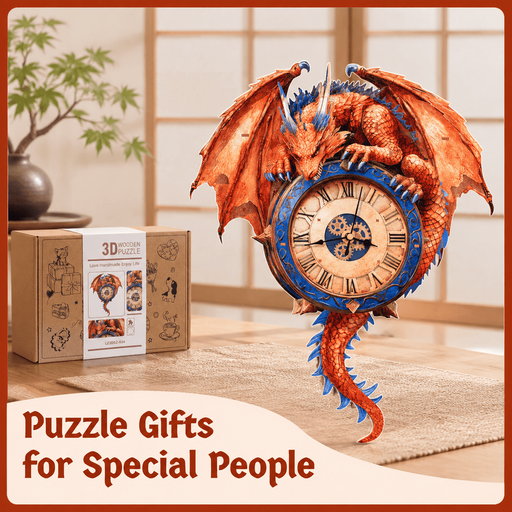 Fire Phoenix Wooden 3D Puzzle Clock DIY Model Kit for Adults