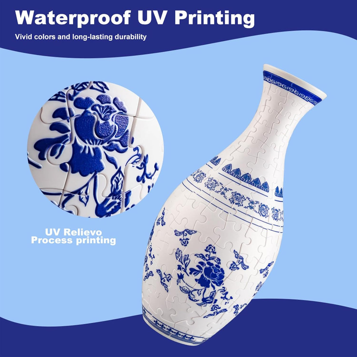 Emboadlie/Presumablyi/Minutetiny 3D Puzzle Vase, 3D Flower Vase Puzzle for Adults, 160 Pieces, Unique Art for Living Room, Office Decoration, House Warming Gift (B)