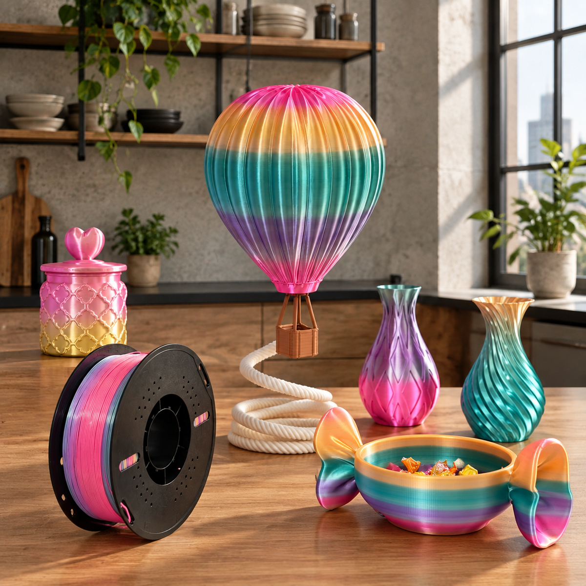 Pla Rainbow Candy 3D Printer Filament 1.75mm 1kg for FDM Printers