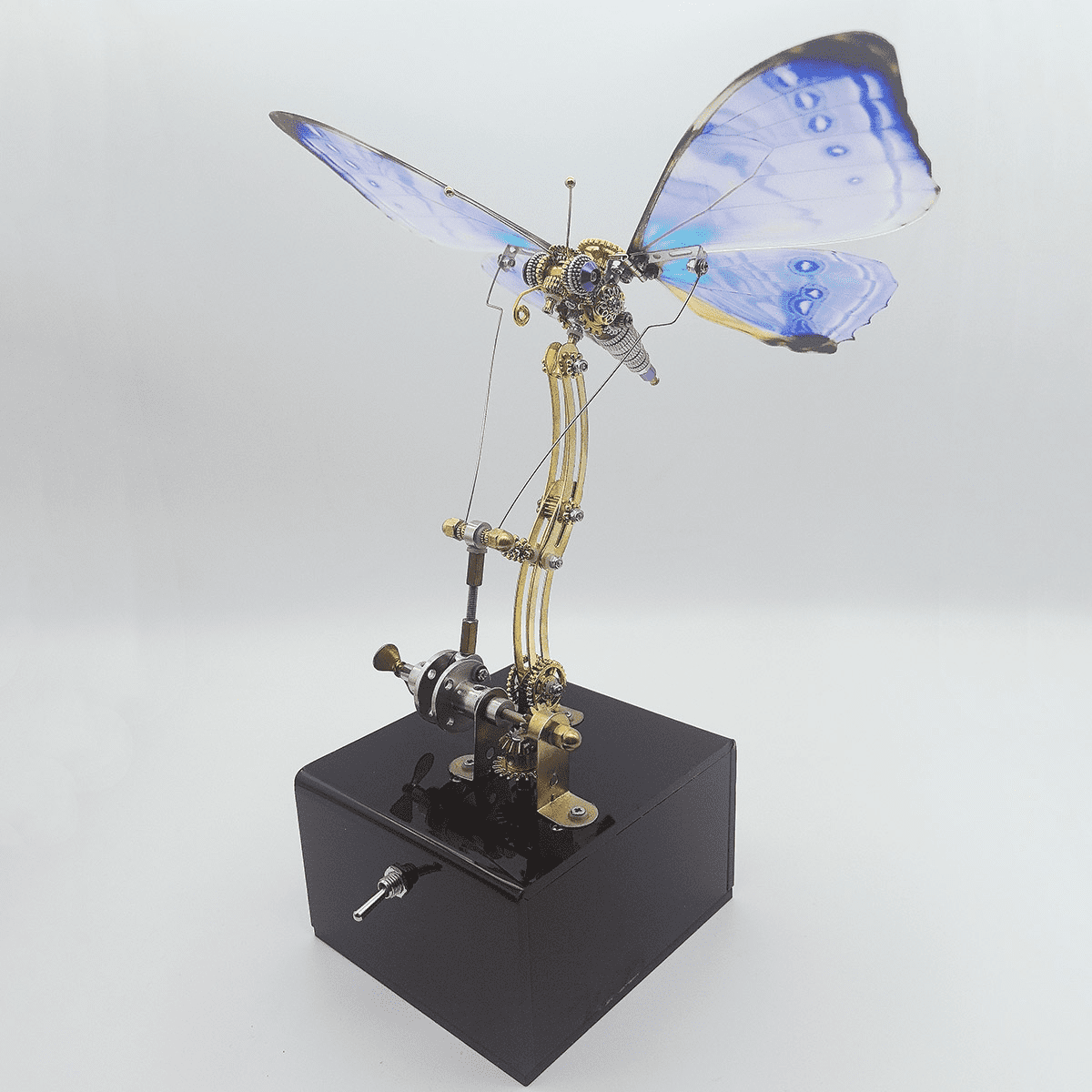 3D Metal Butterfly Puzzles, Mechanical Insect Model Kit with Music Box, 300PCS DIY Assembly, Type-C Rechargeable, Home Desk Decor Gift for Adults (Purple)