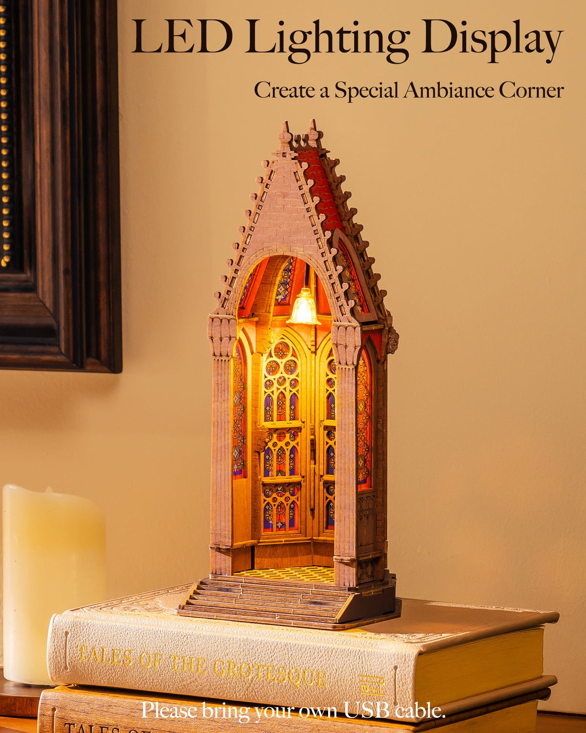 Robotime 3D Wooden Puzzles, Starry Dome Cathedral Wooden Model Kits for Adults to Build, DIY MIniature House Kit with LED for Home Decor, Gifts for Adults Kids
