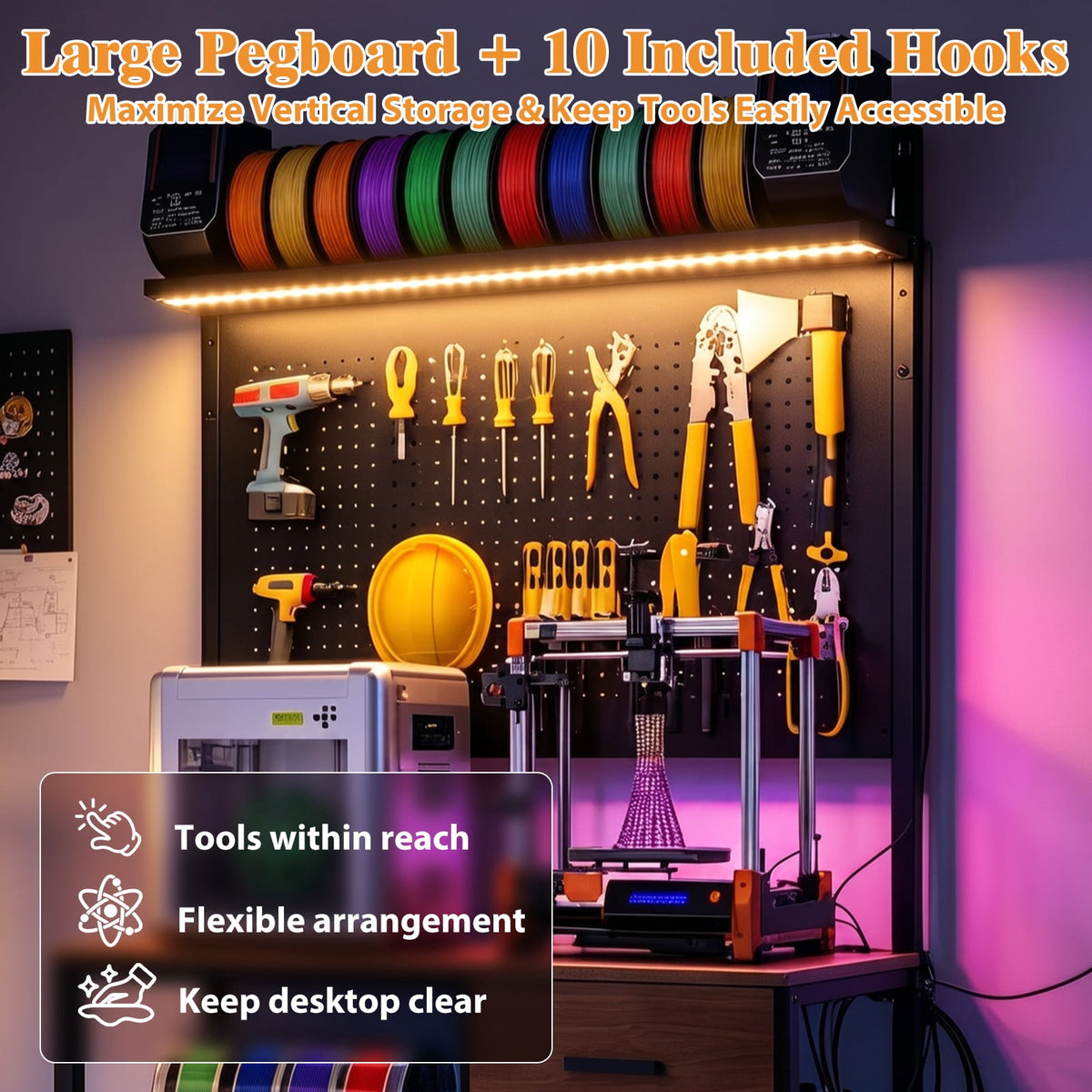 OmniHaven Dual 3D Printer Stand with Filament Storage and Lockable Wheels