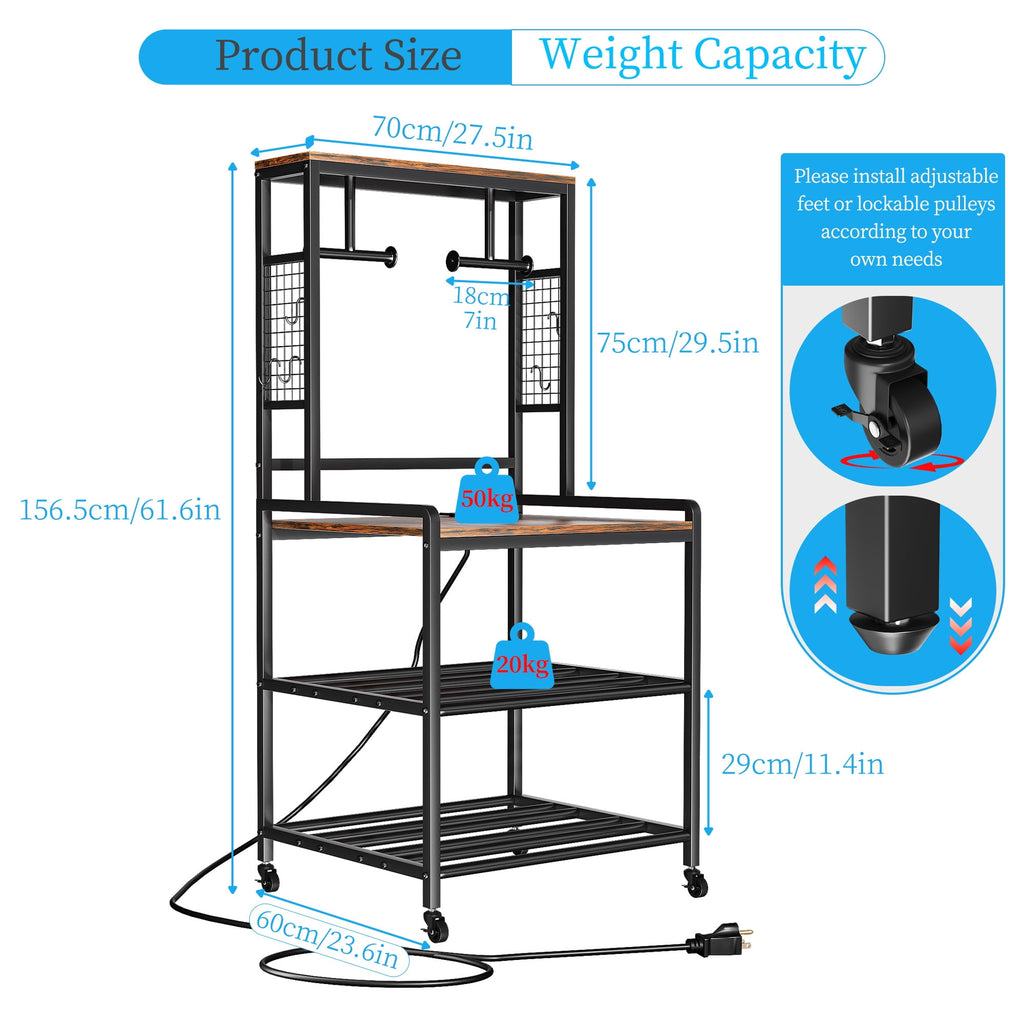 Heavy Duty 3D Printer Stand with Storage Shelf and Drawer, Industrial Rolling Printer Rack for 3D Printer Filament and Tools, Sturdy Metal Frame Printer Table for Home Office Workshop