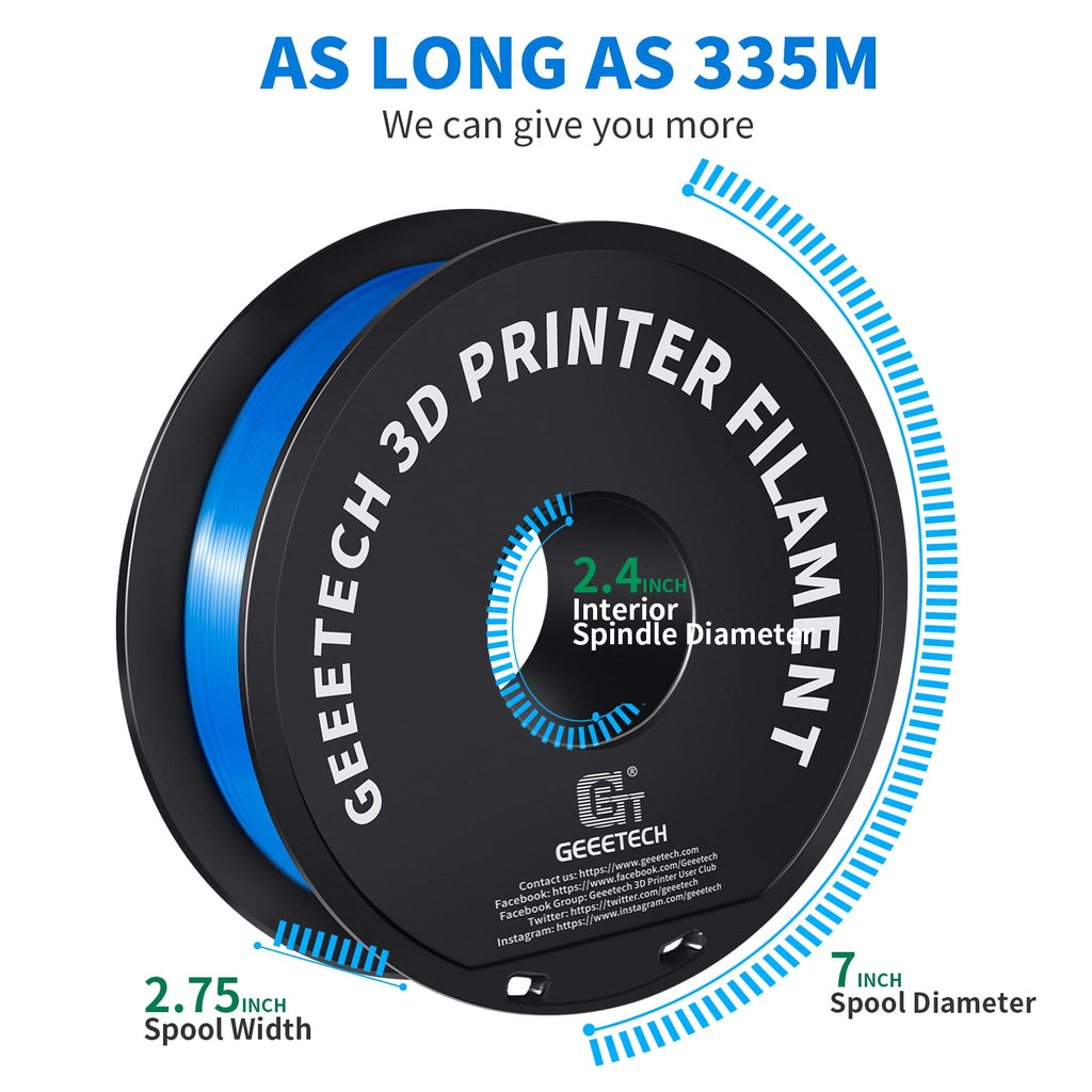 Geeetech 3D Printer PLA Filament Silk Sky Blue Toughness Enhanced Filament with 1.75mm Dimensional Accuracy +/-0.03mm, 1080 Feet per Roll, Vacuum Packaging for Most 3D FDM Printer