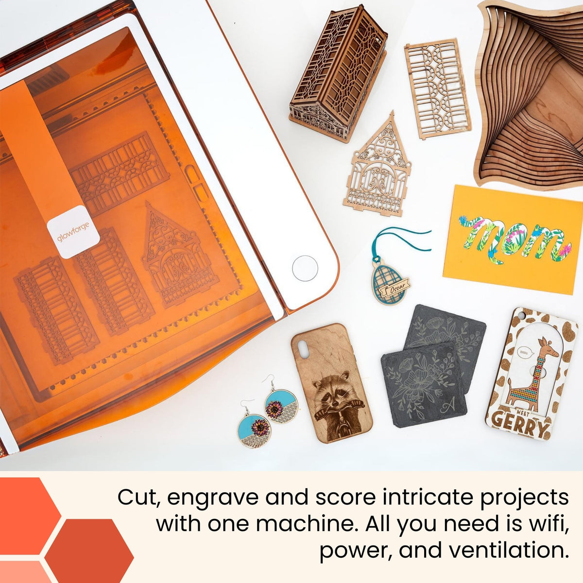 Glowforge Aura 3D Printer Craft Laser Engraver and Cutter Machine, Compatible with Mac & PC, Works with Wood, Acrylic, Metal, Leather