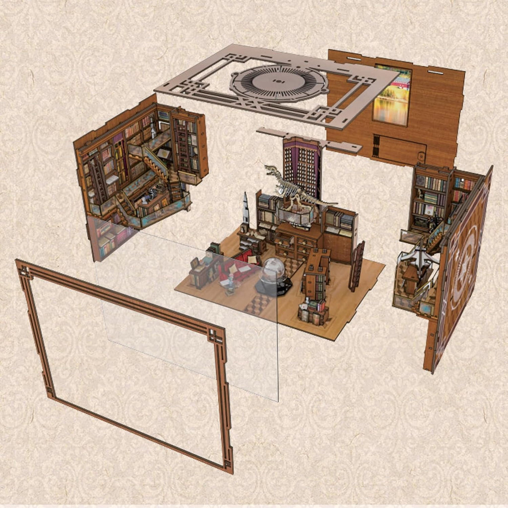 Beyond Library Max DIY Book Nook Kit, Miniature Dollhouse Booknook Kit, 3D Wooden Puzzle Bookend Bookshelf Insert Decor with LED Light for Teens and Adults