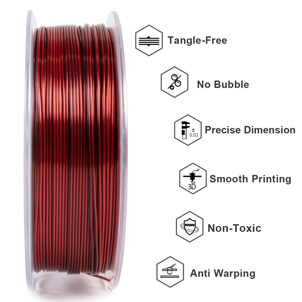 Geeetech Anti-silk type 3D Printer PLA Filament 1KG Toughness Enhanced Filament with 1.75mm Dimensional Accuracy +/-0.03mm, 1080 Feet per Roll, Vacuum Packaging Two-tone gold copper