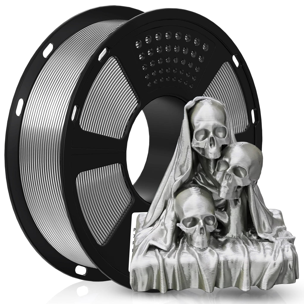 Geeetech 3D Printer Silk Silver PLA Filament 1.75mm,Metal-like Shiny Consumable 1kg (2.2lbs) 1 Spool