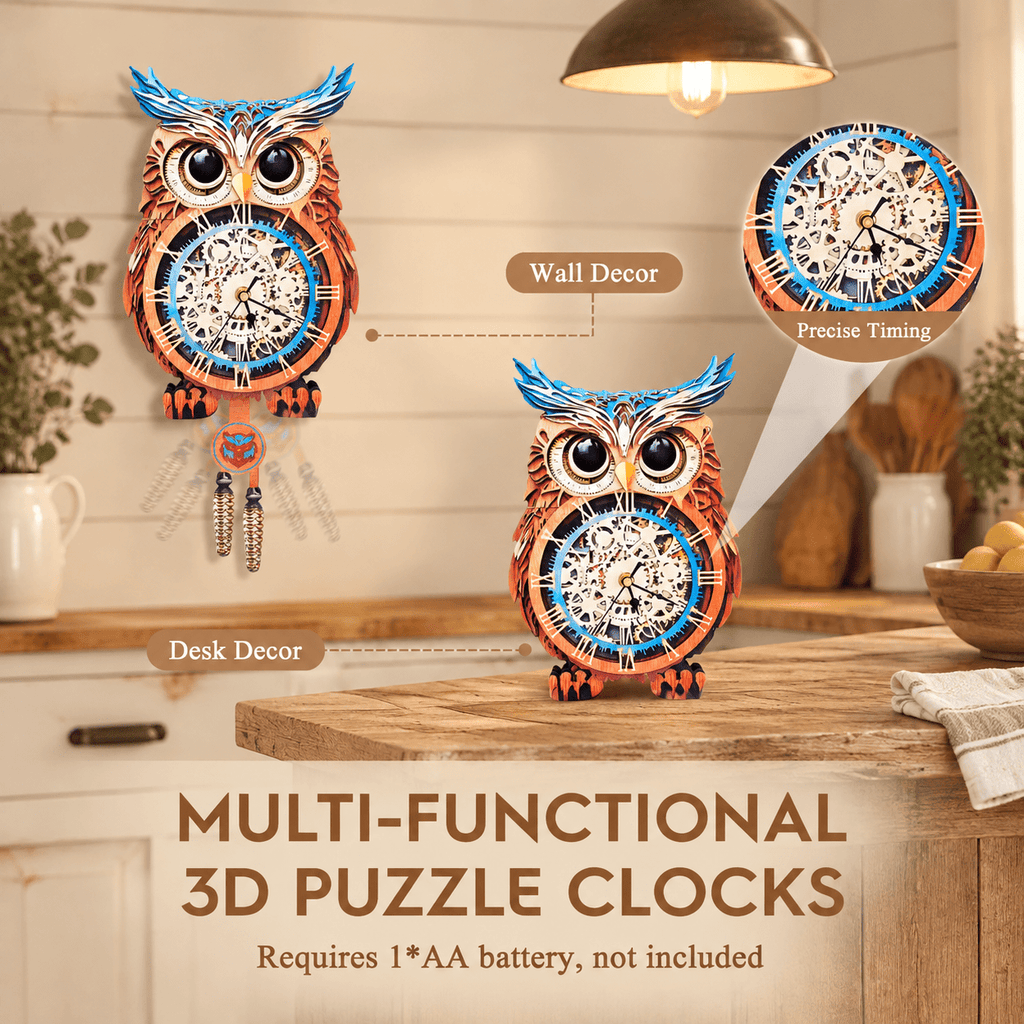 Butterfly Clock 3D Wooden Puzzle Clock DIY Mechanical Craft Kit for Adults Teens