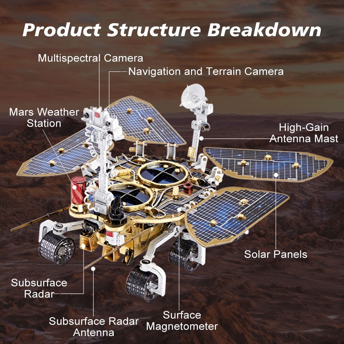 3D Metal Puzzle 1 23 Scale Space Rover 281+ PCS, Steampunk Mechanical Model Kit With DIY Assembly, Home Display Desk Decor For Adult Collectors And Creative Gifts