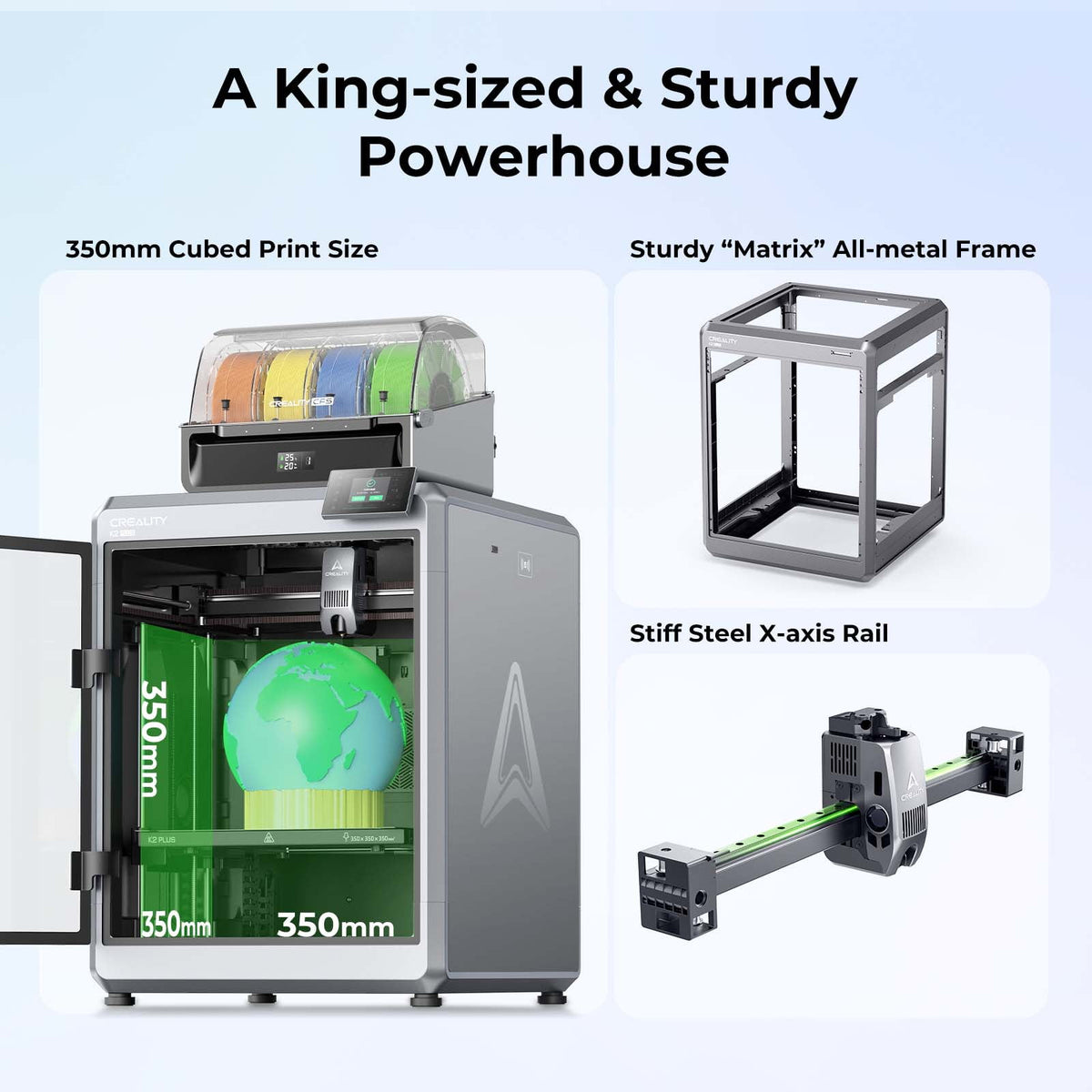 Creality K2 Plus Combo 3D Printer with CFS Filament System Dual AI Cameras Large Build Capacity 350×350×350mm