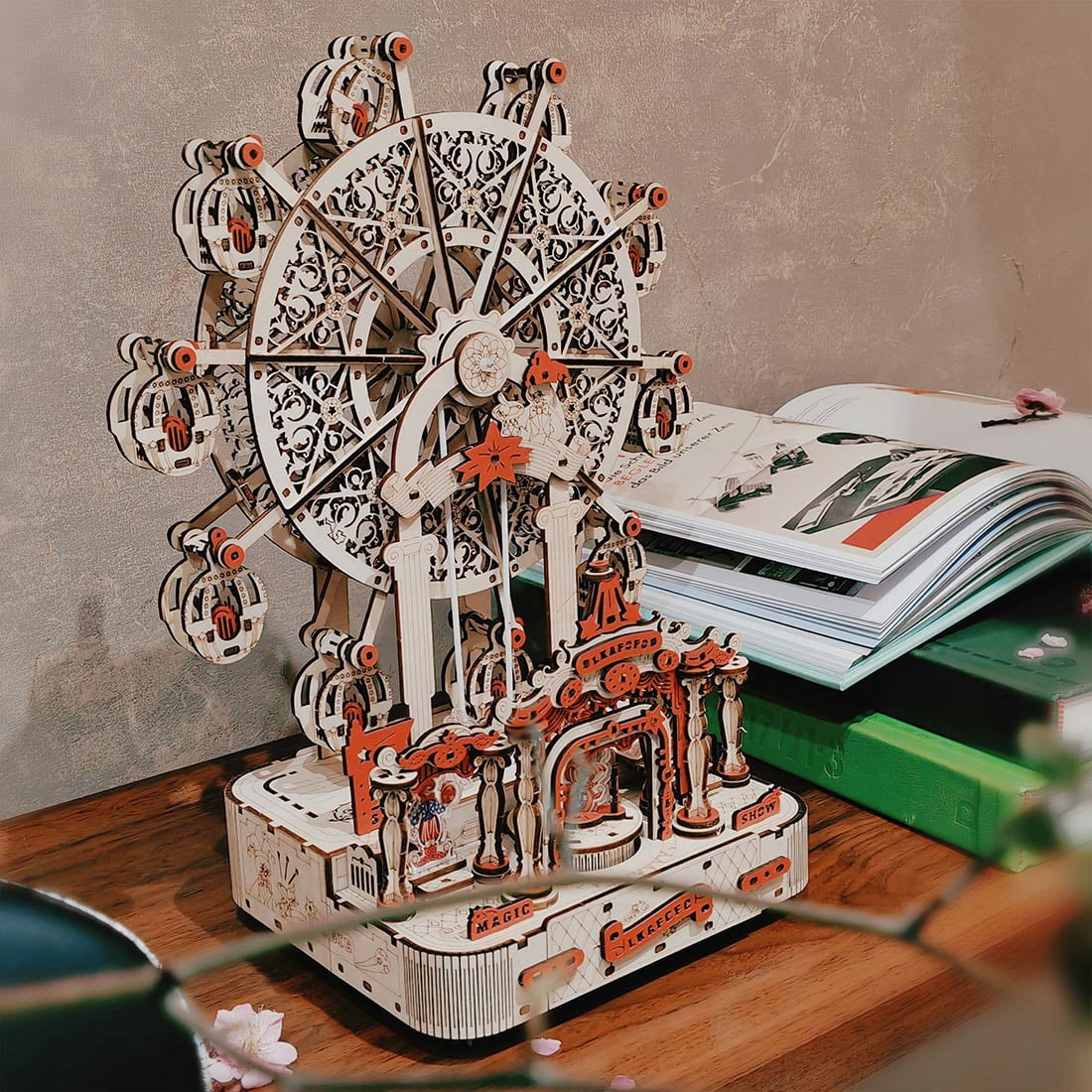 3D Wooden Puzzle Seaside Lighthouse Cabin Coastal Village Desk, 360 PCS, DIY Assembly Miniature Building Model Kit For Home Decor, Shelf Display And Creative Gifts