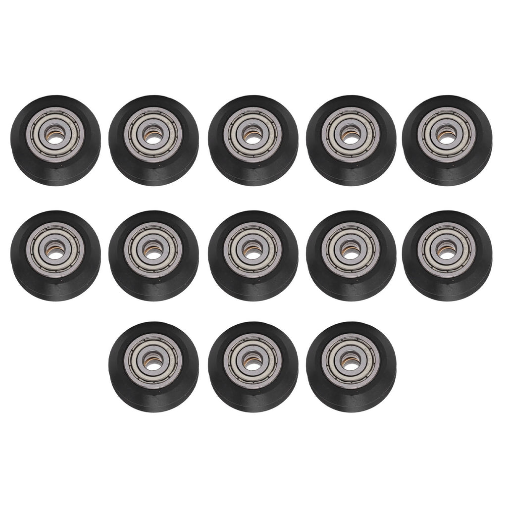 13Pcs Premium 3D Printer Wheel Set POM V Shape Wear Resistance Bearing 625ZZ Black Carbon Steel Pulley Accessories For Exact Printing 0.96 inches / 24.4 mm OD