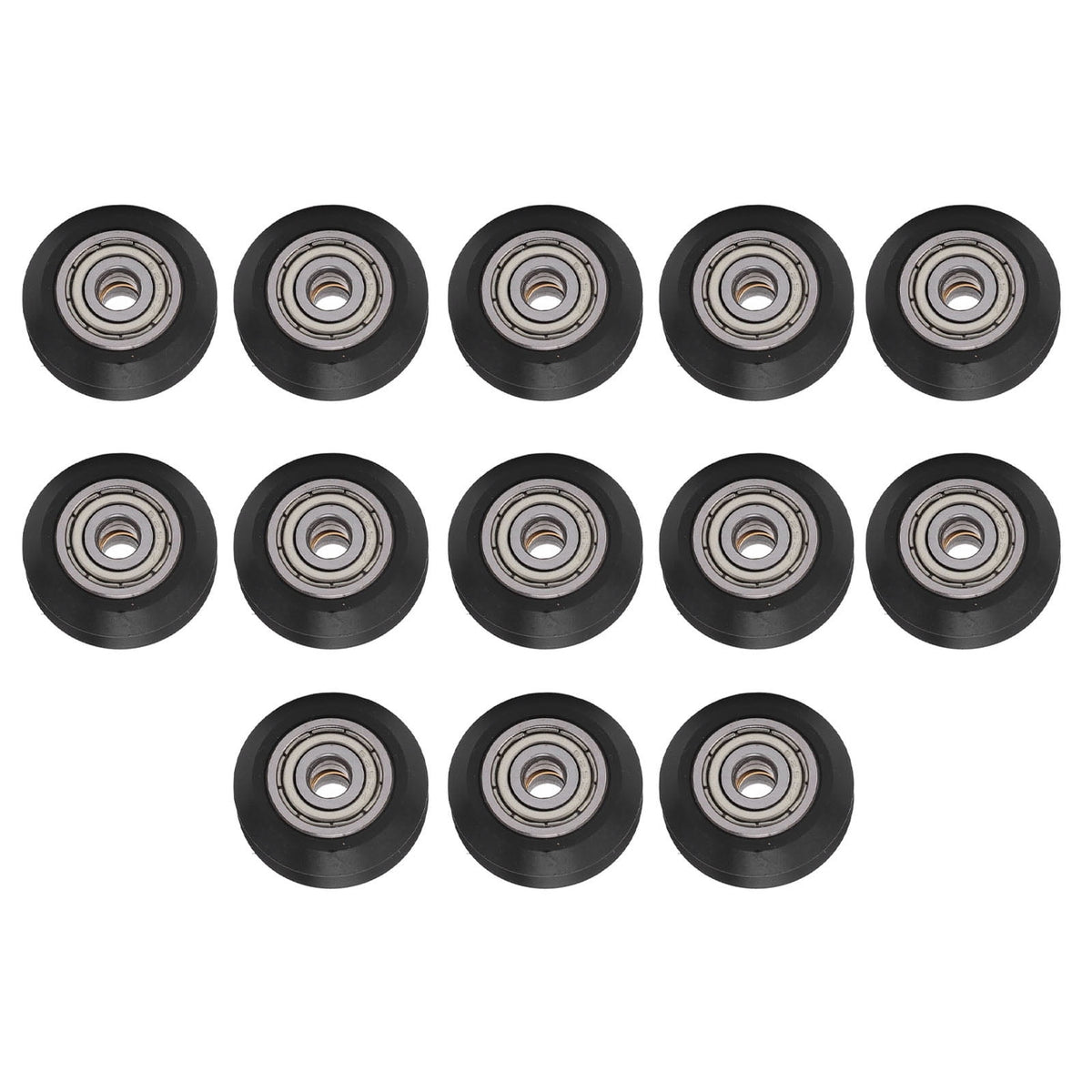 13Pcs Premium 3D Printer Wheel Set POM V Shape Wear Resistance Bearing 625ZZ Black Carbon Steel Pulley Accessories For Exact Printing 0.96 inches / 24.4 mm OD
