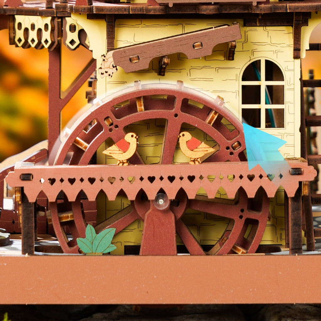 ROKR Cuckoo Clock 3D Wooden Puzzle Kit, Mechanical Clock Model with Moving Pendulum and LED Light, Colorful DIY Craft Decor Xmas Gift Toy for Adults