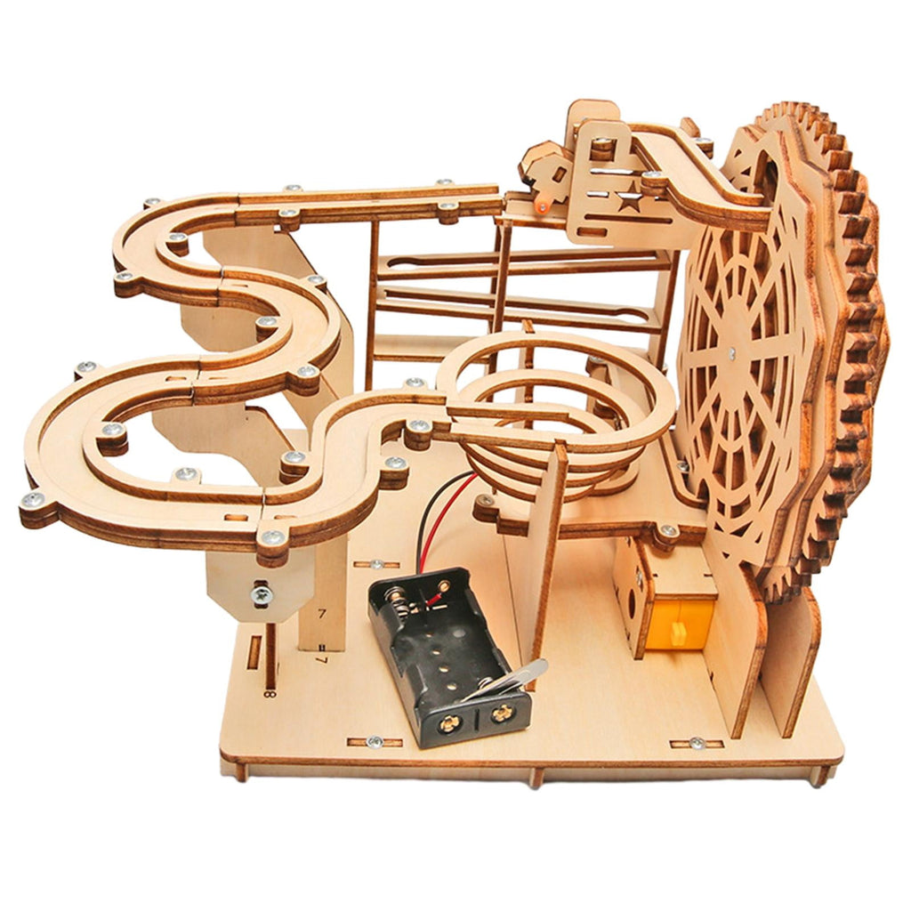 LeeQinersw Marble Run 3D Wooden Puzzle Assembly Mechanical Gear Brain Teaser Roller Coaster Craft Kit DIY Hobby Model Suitable for Gift Giving Family Gathering H