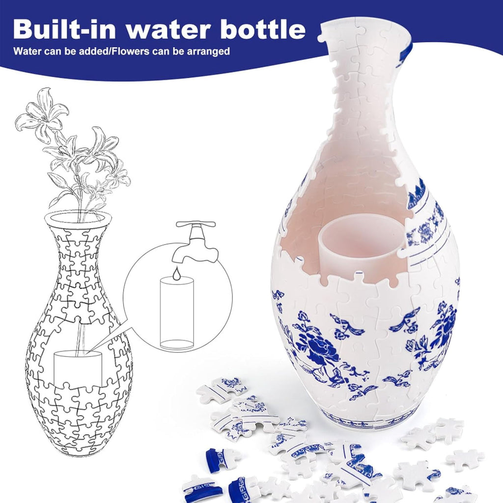Emboadlie/Presumablyi/Minutetiny 3D Puzzle Vase, 3D Flower Vase Puzzle for Adults, 160 Pieces, Unique Art for Living Room, Office Decoration, House Warming Gift (B)