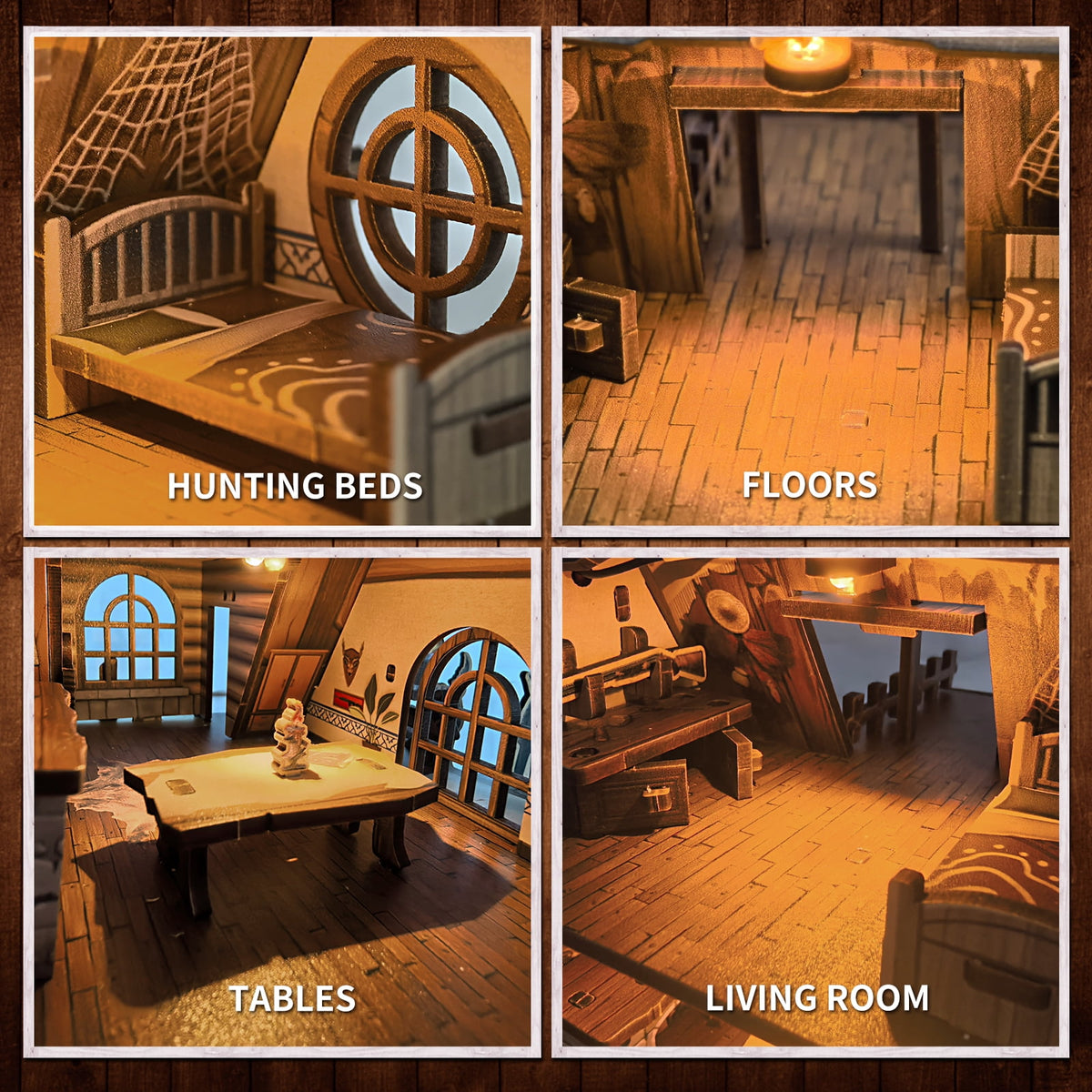 ZYLEGEN Hunting-Cabin Lighting DIY Miniature House Kit Set - Retro Wooden Cabin LED Light 3D Wooden Puzzle Set 129 Pcs for Adults and Teen