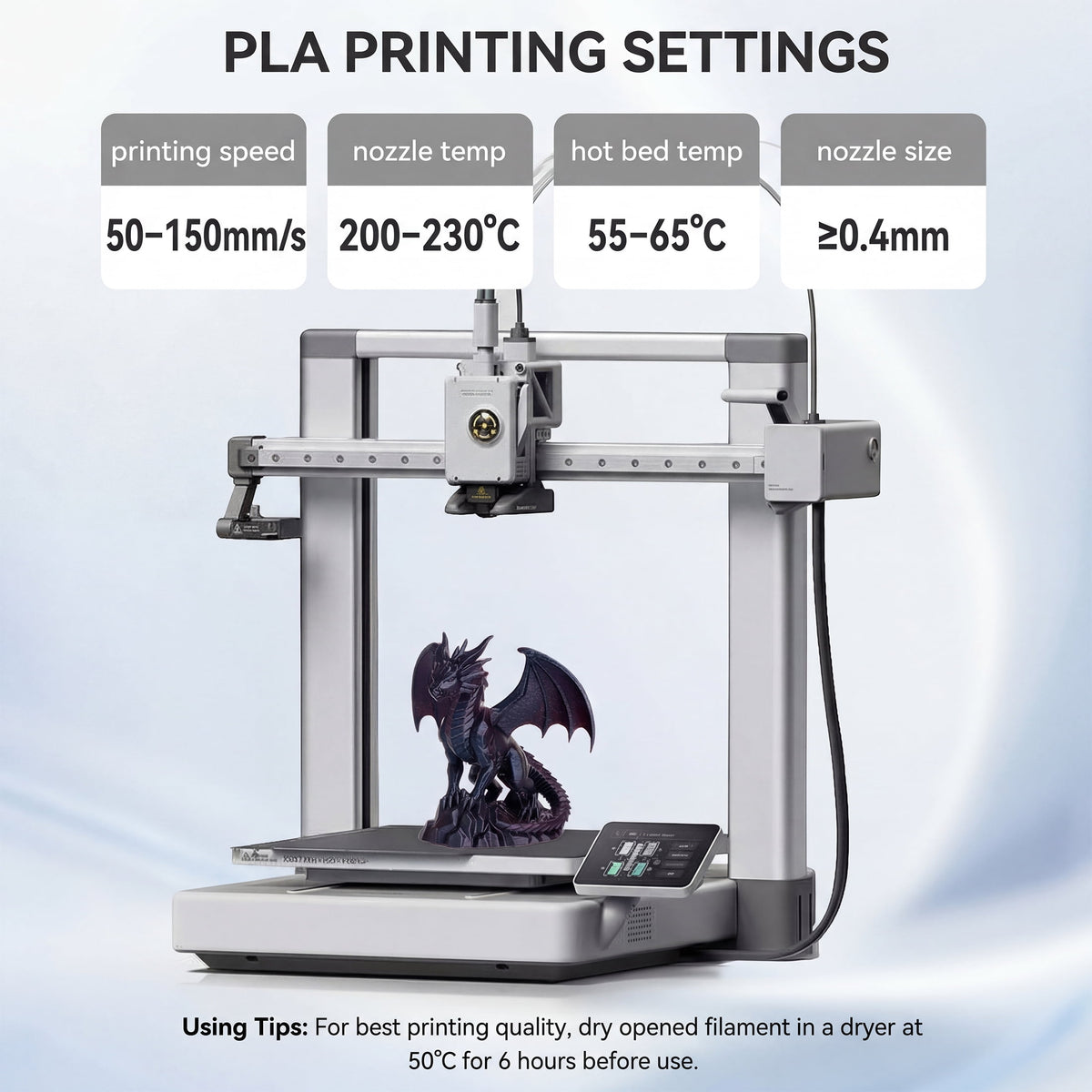 Epelay PLA Plus 3D Printer Filament, 1.75mm, 1kg Spool, Black, Compatible with Most FDM Printers