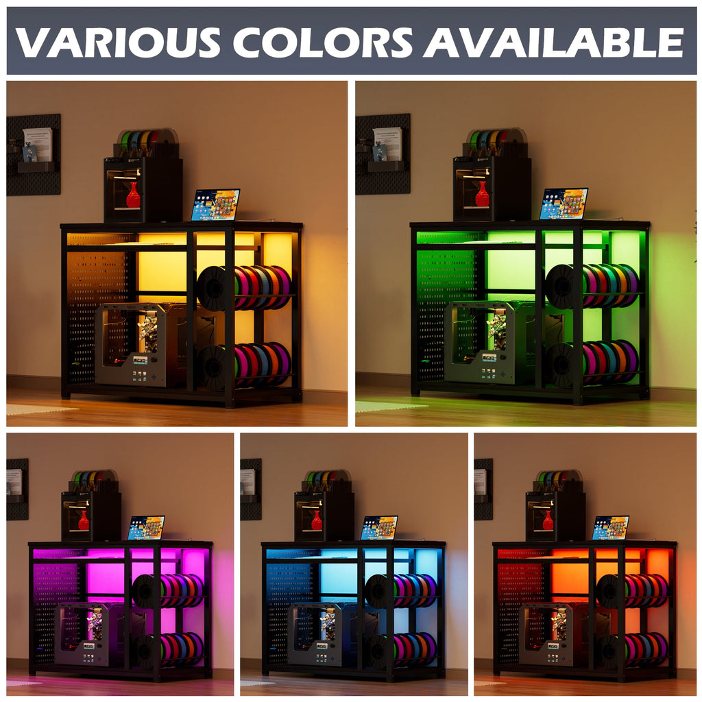 VOXIVEE 3D Printer Stand with Filament Storage Rack,Pegboard,Keyboard Tray