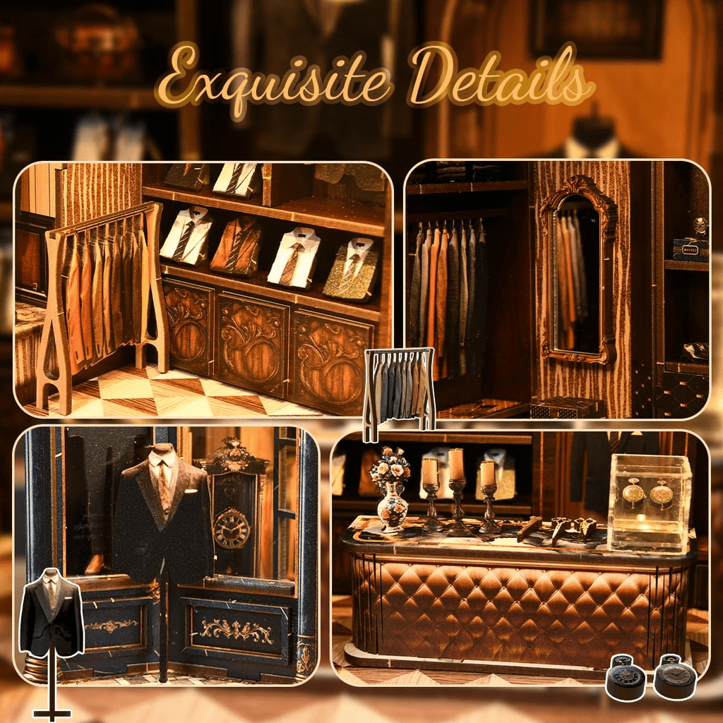Qissep Book Nook Kit for Adults - Golden Section Line DIY Miniature Dollhouse 3D Wooden Puzzle, Creative Bookshelf Insert Decor, Unique Home Decoration Craft Kits for Women Men