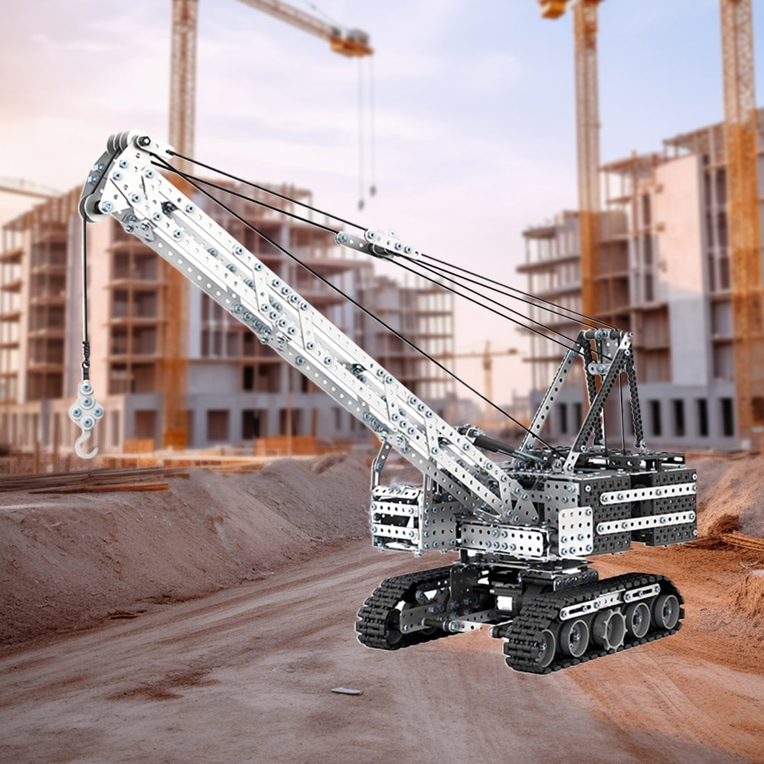 3D Metal Puzzle RC Alloy Assembly Crane, 1929PCS DIY Metal Model Kit, Remote Control Engineering Vehicle with Articulated Arm, 3D Puzzle for Adults & Teens