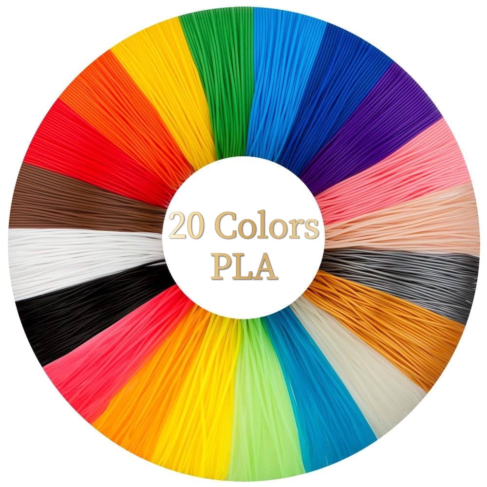 3D Pen PLA Filament Refills, 1.75mm PLA Filament Pack of 20 Colors Each Color 16 feet, Total 320 Feet, Create Professional Safety Refill for Kids, for 3D Pens and 3D Printers Arts