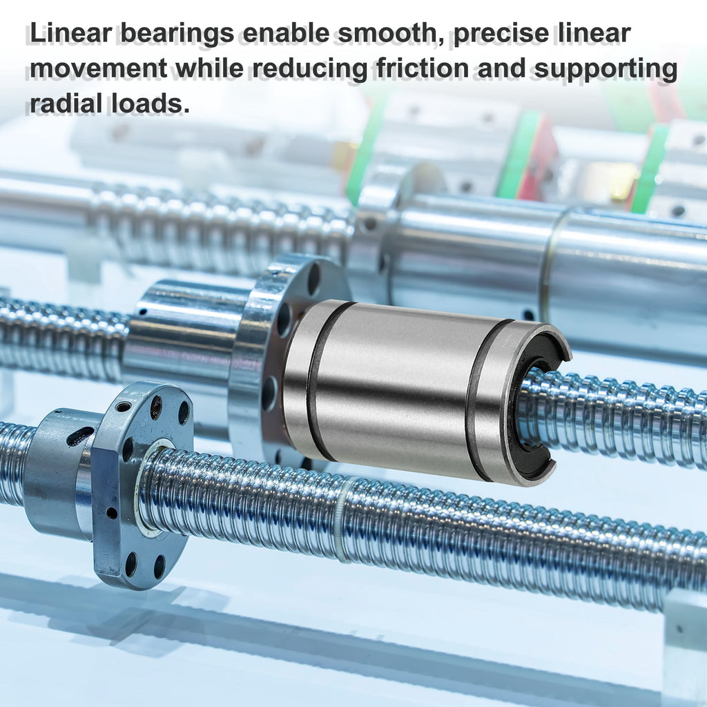 Uxcell 4 Pcs LM16UUOP Open Type Linear Ball Bearings, 10mm Bore Dia 19mm OD Linear Motion Bushing with Double Side Rubber Sealed for CNC Machine 3D Printer, Silver
