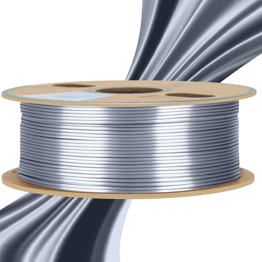Silk Silver PLA Filament 1.75mm 3D Printer Filament with Shiny Surface, Shiny Metallic PLA Silk Filament 250g Spool 3D Printing Filament.