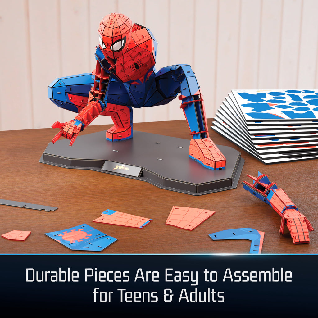 4D Build, Marvel Spider Man 3D Puzzle Model Kit Full-Body Pose, Marvel Collectibles & Desk Décor, Adult Puzzles, Building Toys, 195 Pieces, 3D Puzzles, Gift Ideas for Ages 12 & Up