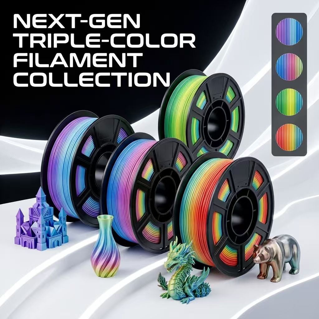 3D Printer Filament Bundle, Glow in The Dark Filament Multicolor, PLA Filament 1.75 mm, Dimensional Accuracy +/- 0.03 mm, 250g X 4 Pack