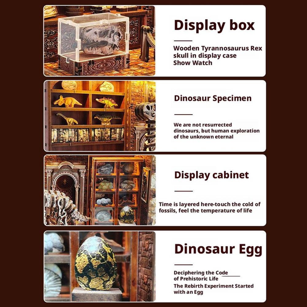3D Wooden Puzzles for Adults, DIY Dinosaur Miniature , Book Nook Kit, Built-in LED Model Kit Dinosaur Gifts for Adults Teens Home Decor, Ideal Christmas Puzzle Gifts for Men Women