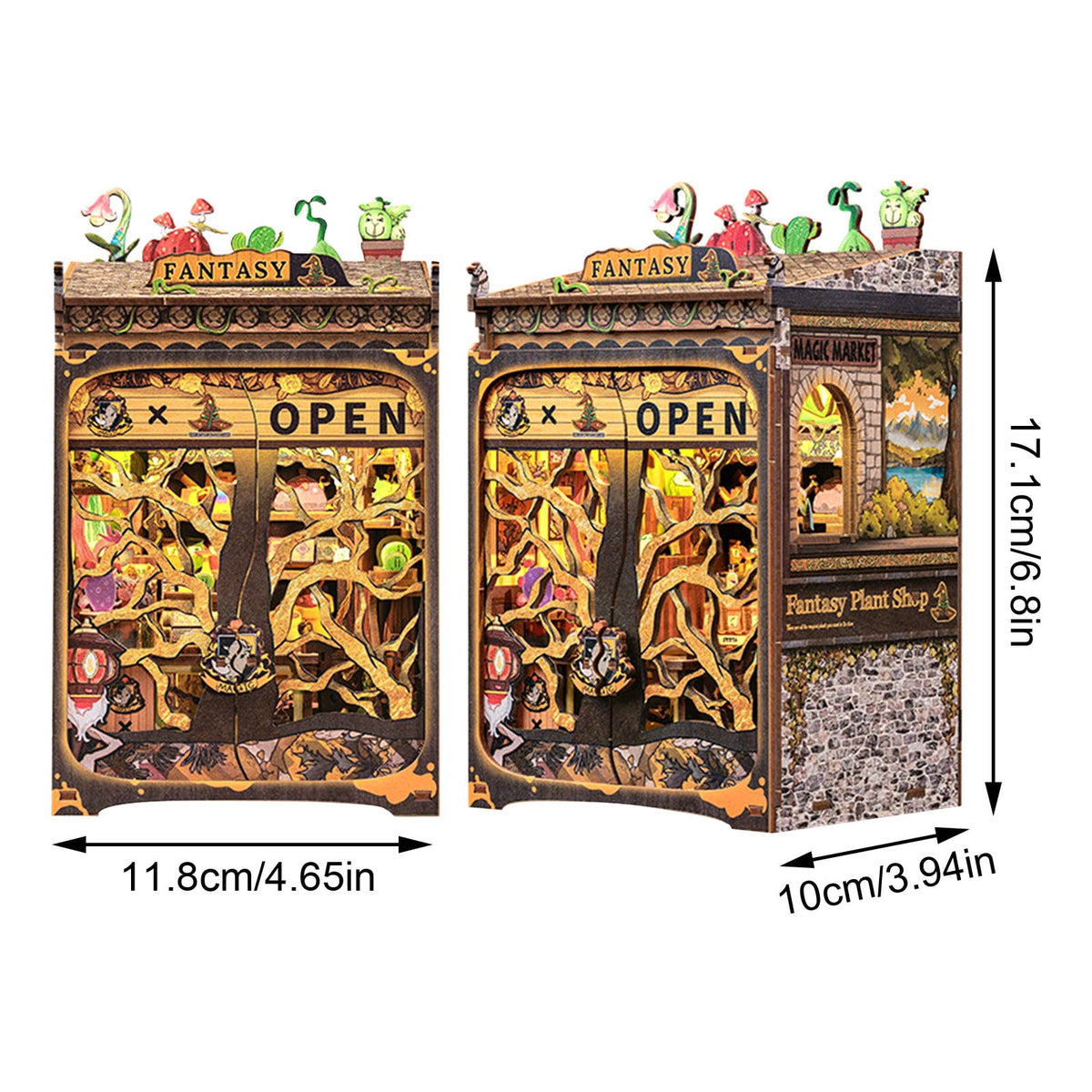 DIY Scene Miniature House Kit Tiny Mini Booknook Craft Bookshelf Decor, 3D Wooden Pieces Puzzles for Adults, Scale Library Model, Gifts For Freinds And Family