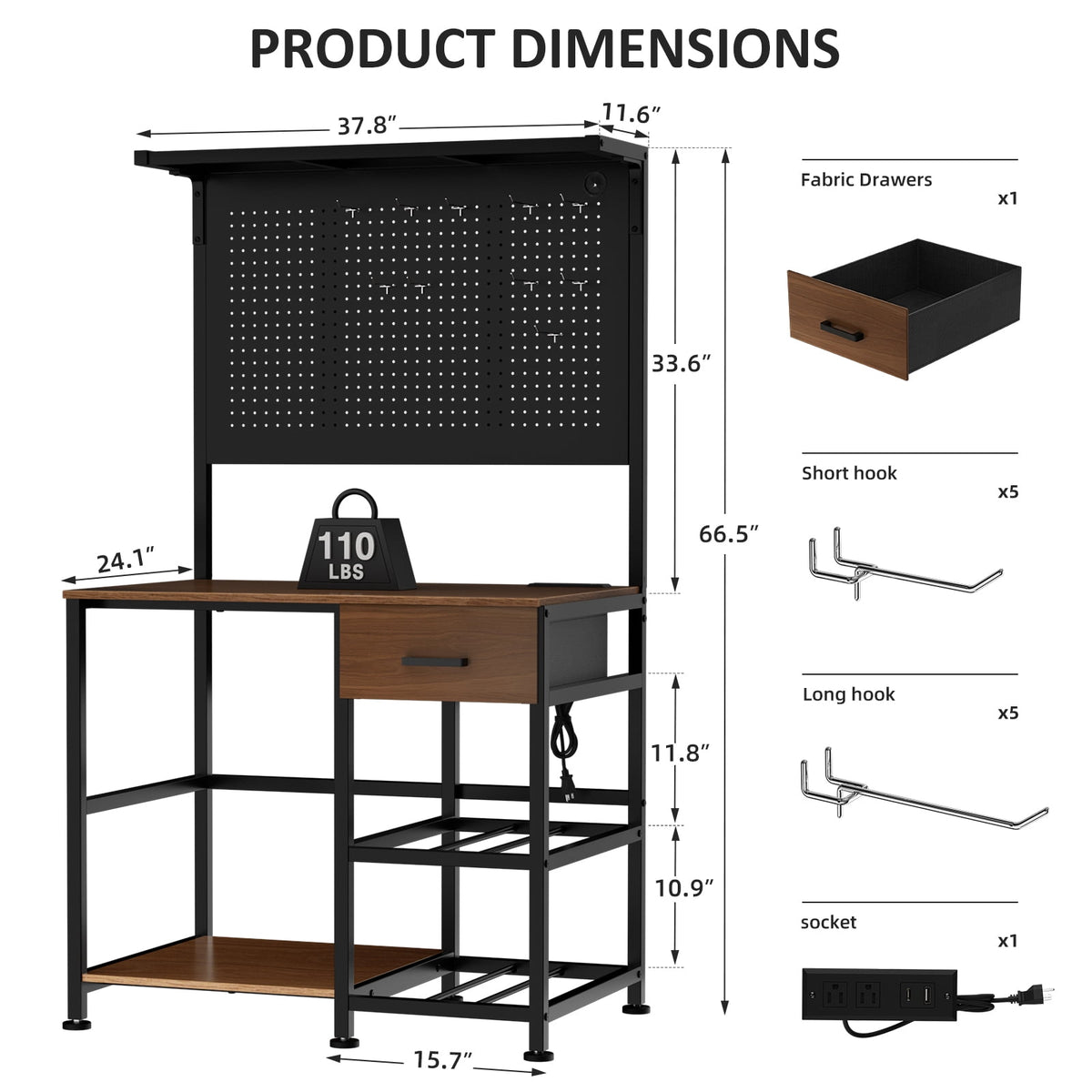3D Printer Workstation with Filament Storage, Drawer, and Charging Station