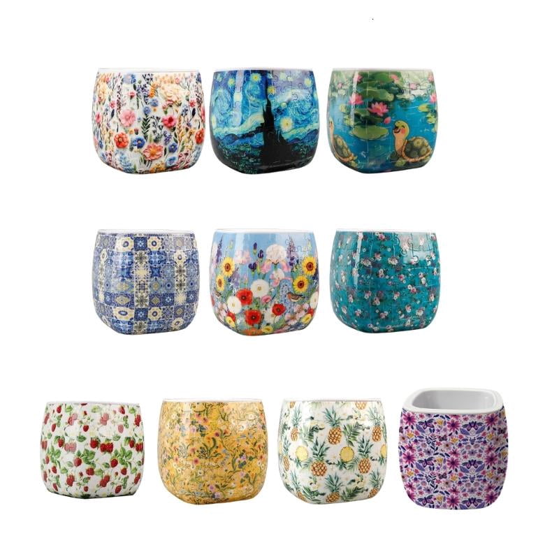 3D Jigsaws Puzzle Planter Vase, 96 Piece ABS Craft Set for Adults, 4.33 Inch Flower Pot for Succulents and Desk Decors