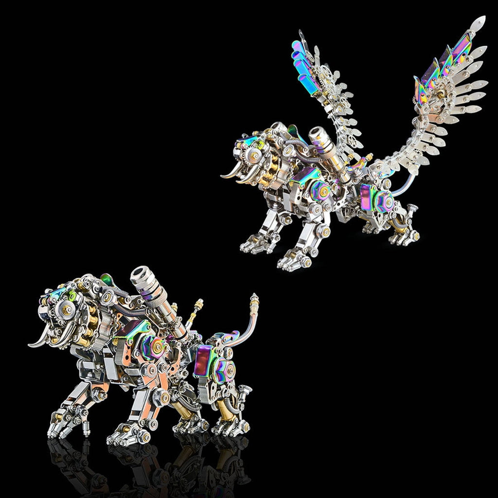 3D Metal Puzzle Colorful Bengal Tiger Model Kit, 700PCS Mechanical Steampunk Tiger 3D Metal Jigsaw Puzzle to Build, DIY Assembly Gift for Adults & Teens -Wings 1 Pair