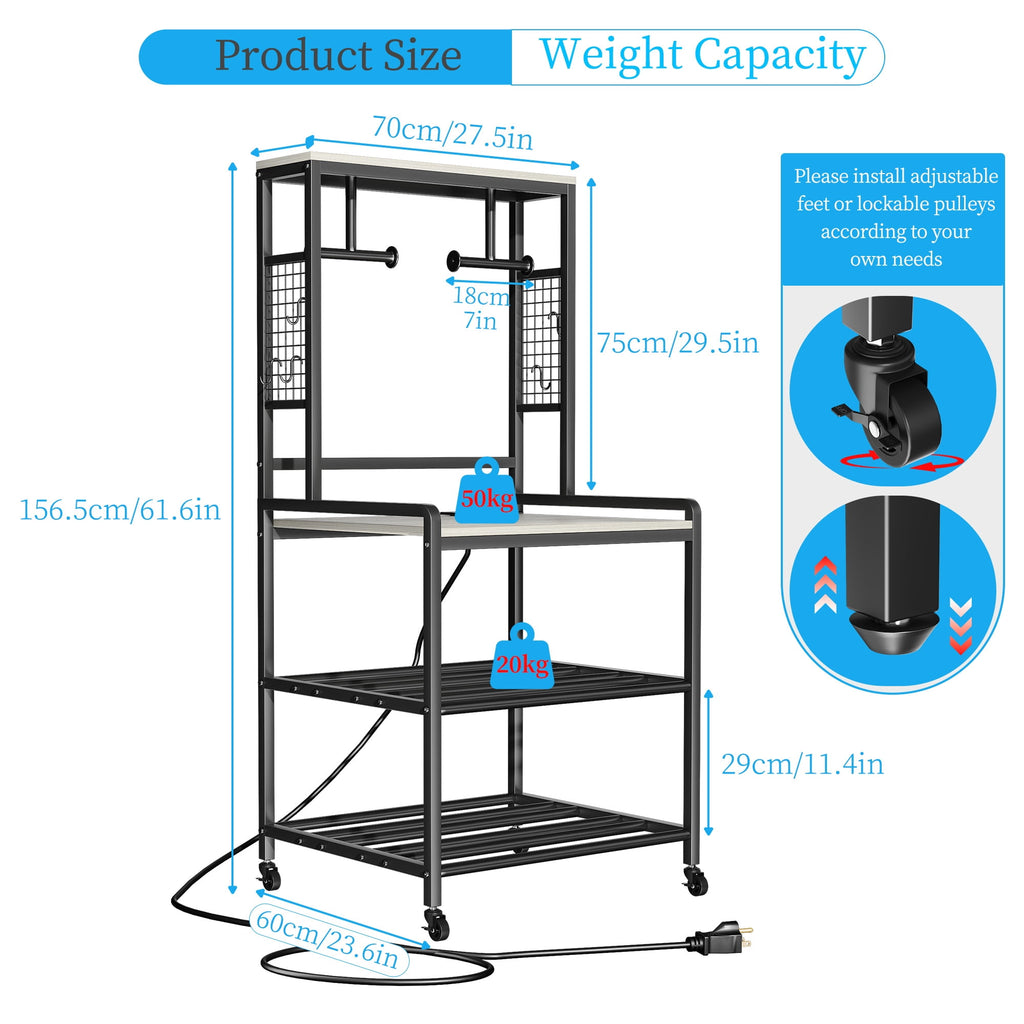 Heavy Duty 3D Printer Stand with Storage Shelf and Drawer, Industrial Rolling Printer Rack for 3D Printer Filament and Tools, Sturdy Metal Frame Printer Table for Home Office Workshop