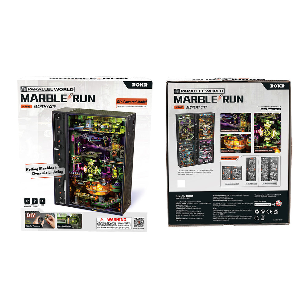 ROKR Building Toy Sets Marble Run, 3D Jigsaw Puzzle DIY Powered Model Kit Gift for Adults and Kids (Alchemy City