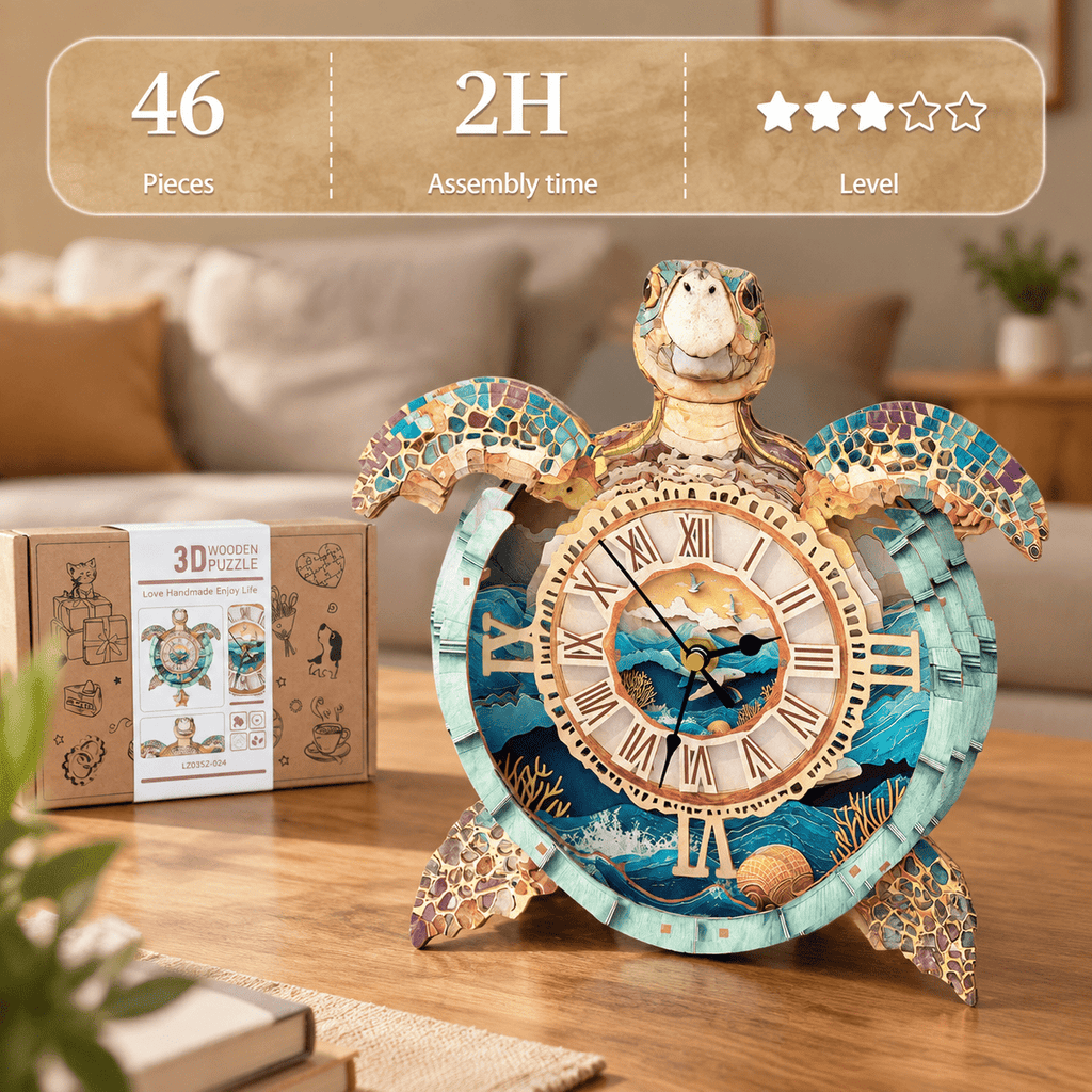 Fire Phoenix Wooden 3D Puzzle Clock DIY Model Kit for Adults